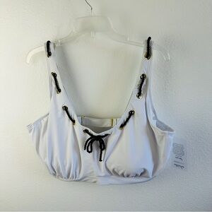 Gabi Fresh X Swimsuits For All‎ White Navy Bikini Top Size 26W G/H